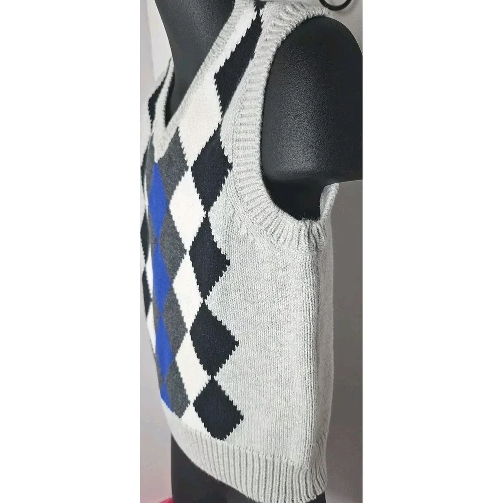 Boy's Gymboree 2010 Preppy Rocks Gray‎ Blue Argyle Sweater Vest Size 18-24 MTHS